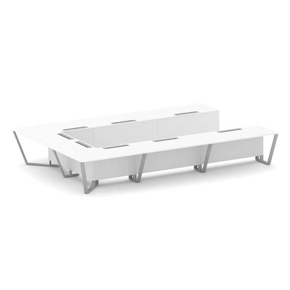 Steel Meet Стол переговорный П-образный KDK-PR.B.SP-15P Белый Бриллиант/Металл Серый 4800*3200*750