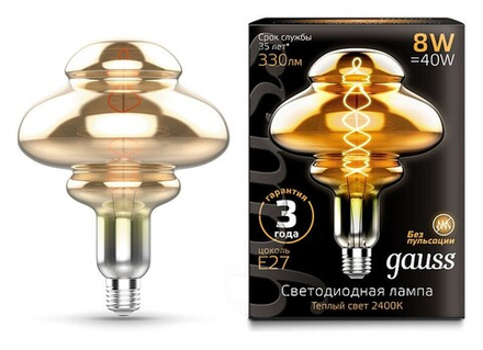 Лампа светодиодная Gauss LOFT Led Vintage Filament Flexible E27 8Вт 2400K 162802008