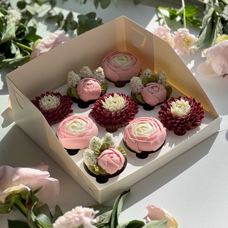 Набор капкейков 9 хризантем и пионов