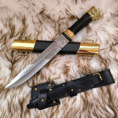 Нож казачий Пластунский с резьбой (латунь)