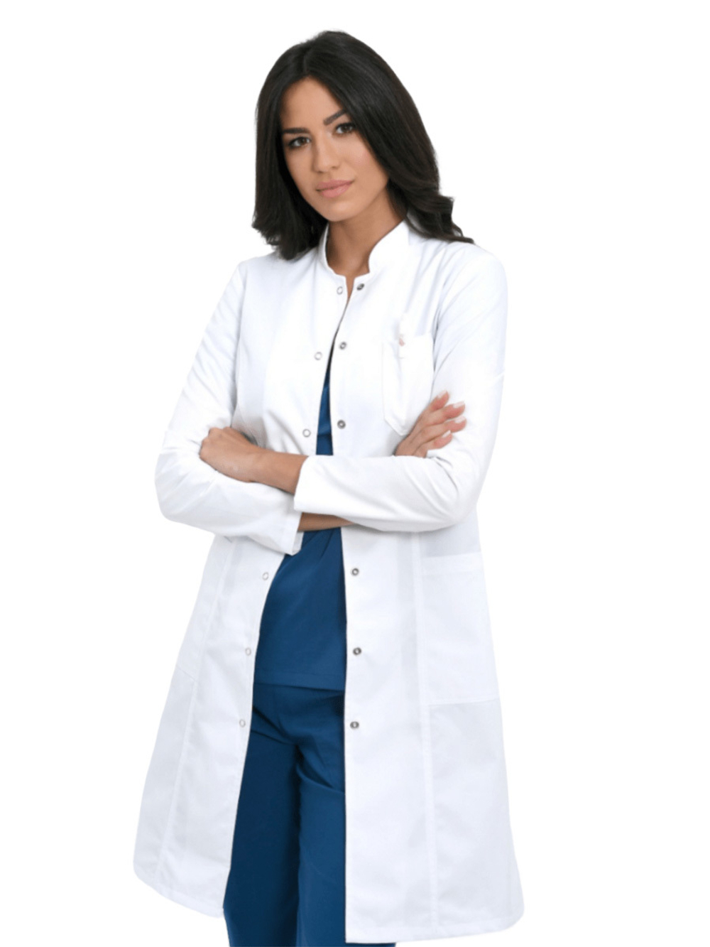 Халат медицинский женский BTS Scrubs BS813 на кнопках, белый, 44