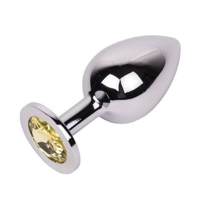 Большой стальной плаг с желтым кристаллом Sweet Lemon - 9,5 см. (Цвет: желтый)