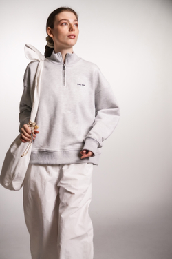 Олимпийка Zoe из светло-серого футера меланж, без начеса