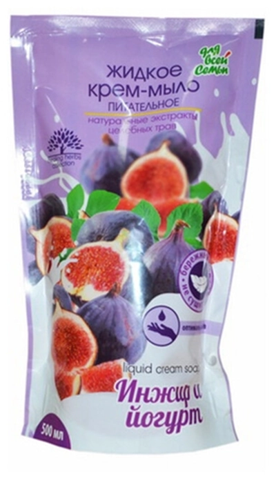 Крем-мыло жидк.питат. ДЛЯ ВСЕЙ СЕМЬИ Инжир и йогурт 500мл дой-пак