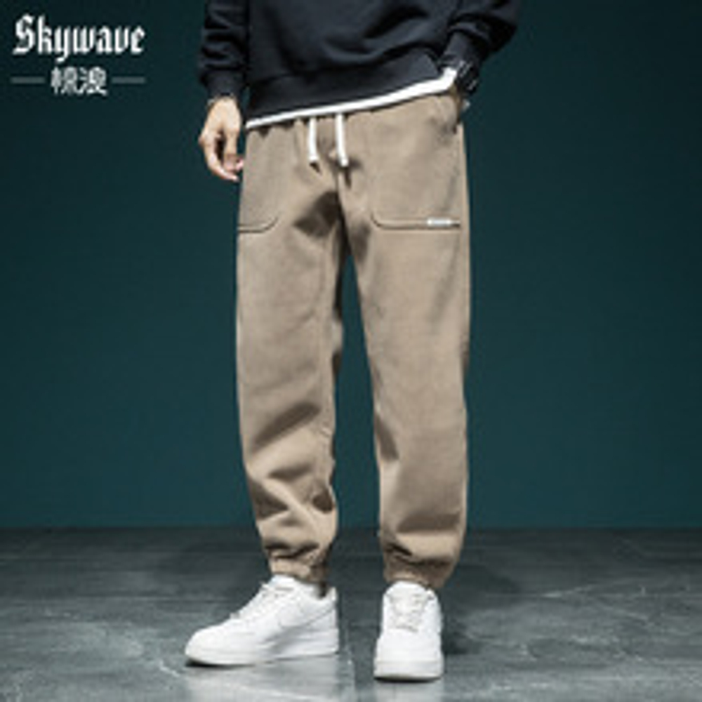 Модные брендовые спортивные штаны в американском стиле, мужские свободные повседневные брюки больших размеров, Осенние новые спортивные штаны из синели для полных мужчин