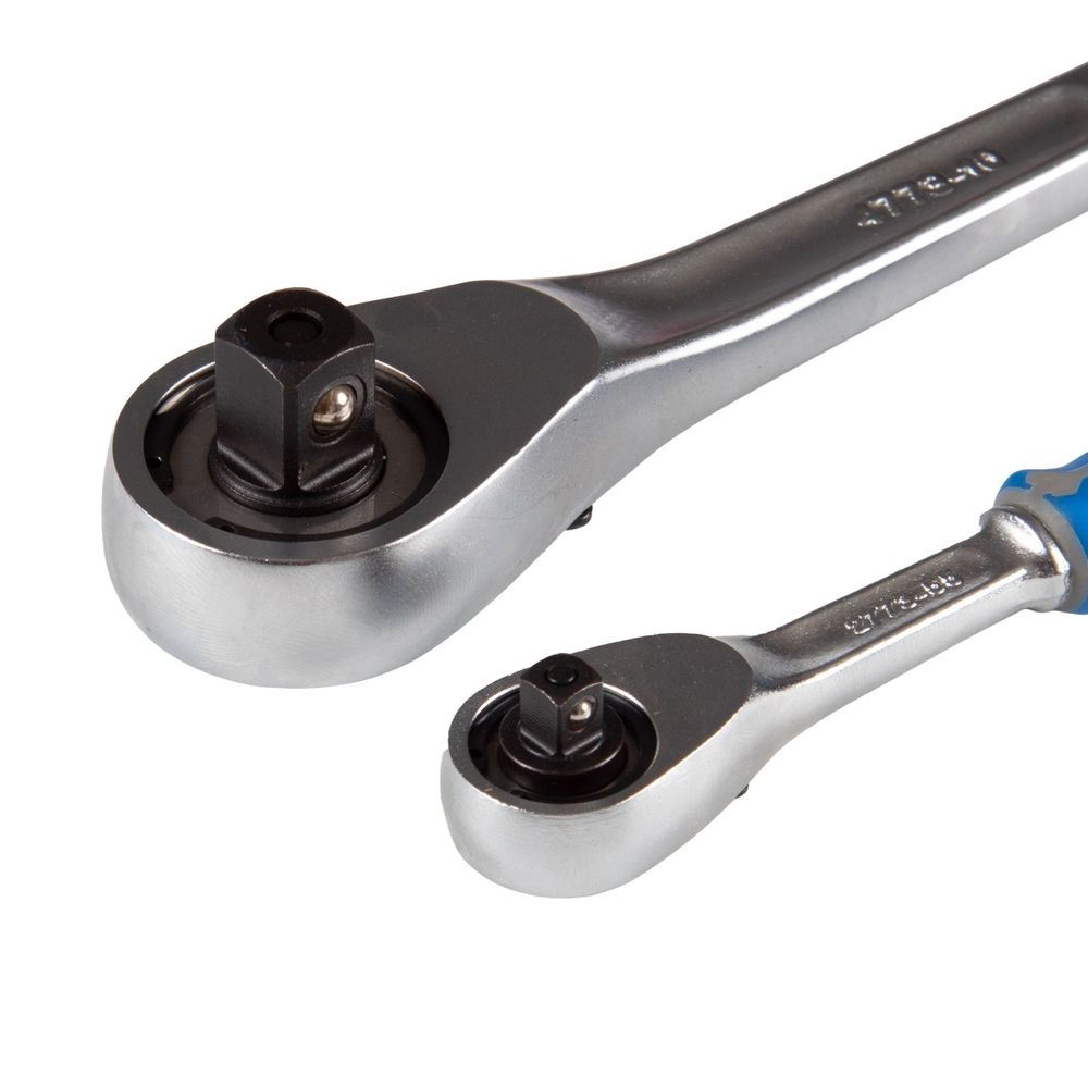 KING TONY (7773GS) Набор трещоток 1/4", 1/2", 90 зубцов, флажковых с кнопкой, 2 предмета