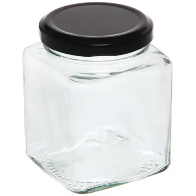 Банка для продуктов стеклянная 280 мл с винтовой крышкой, квадратная