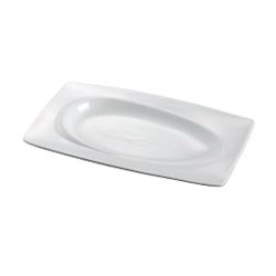 Блюдо прямоугольное 25*14,8 см h2,2 см с бортом Asymmetry белое фарфор NEW P.L. [5]