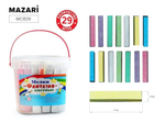 Мел 5цв. 29шт. для асфальта "Брусок" в пластиковом ведёрке с ручкой (Mazari)
