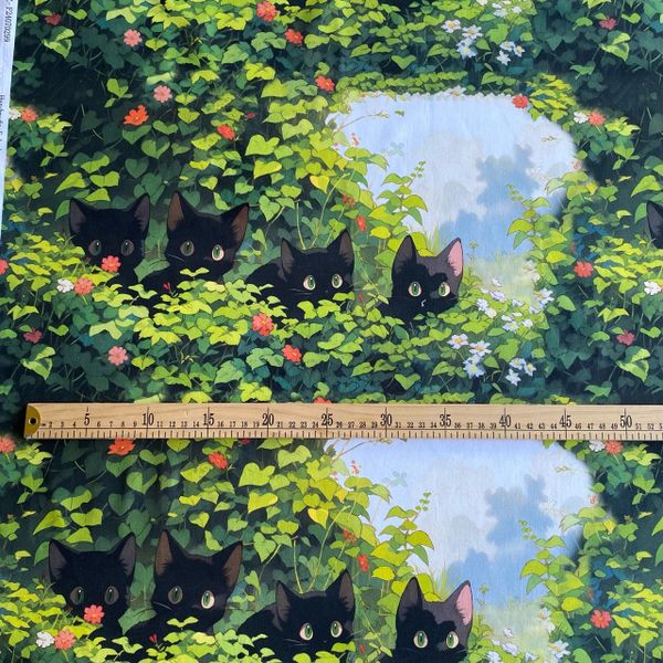 КОТИКИ АНИМЕ, отрез 60 см .100% хлопок, Handmade Fabrics 4