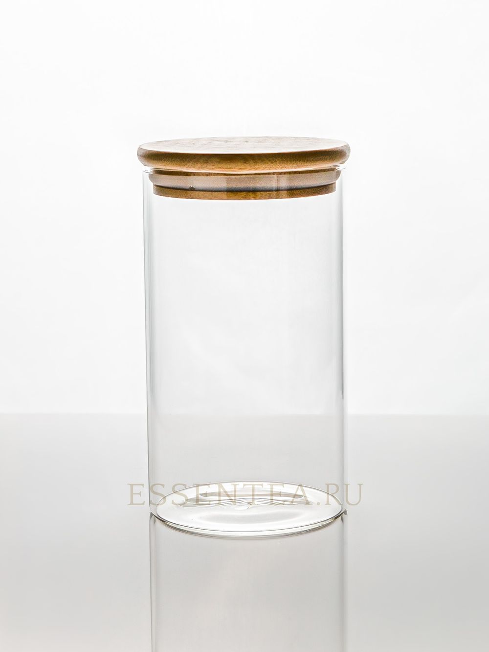 банка стеклянная с бамбуковой крышкой