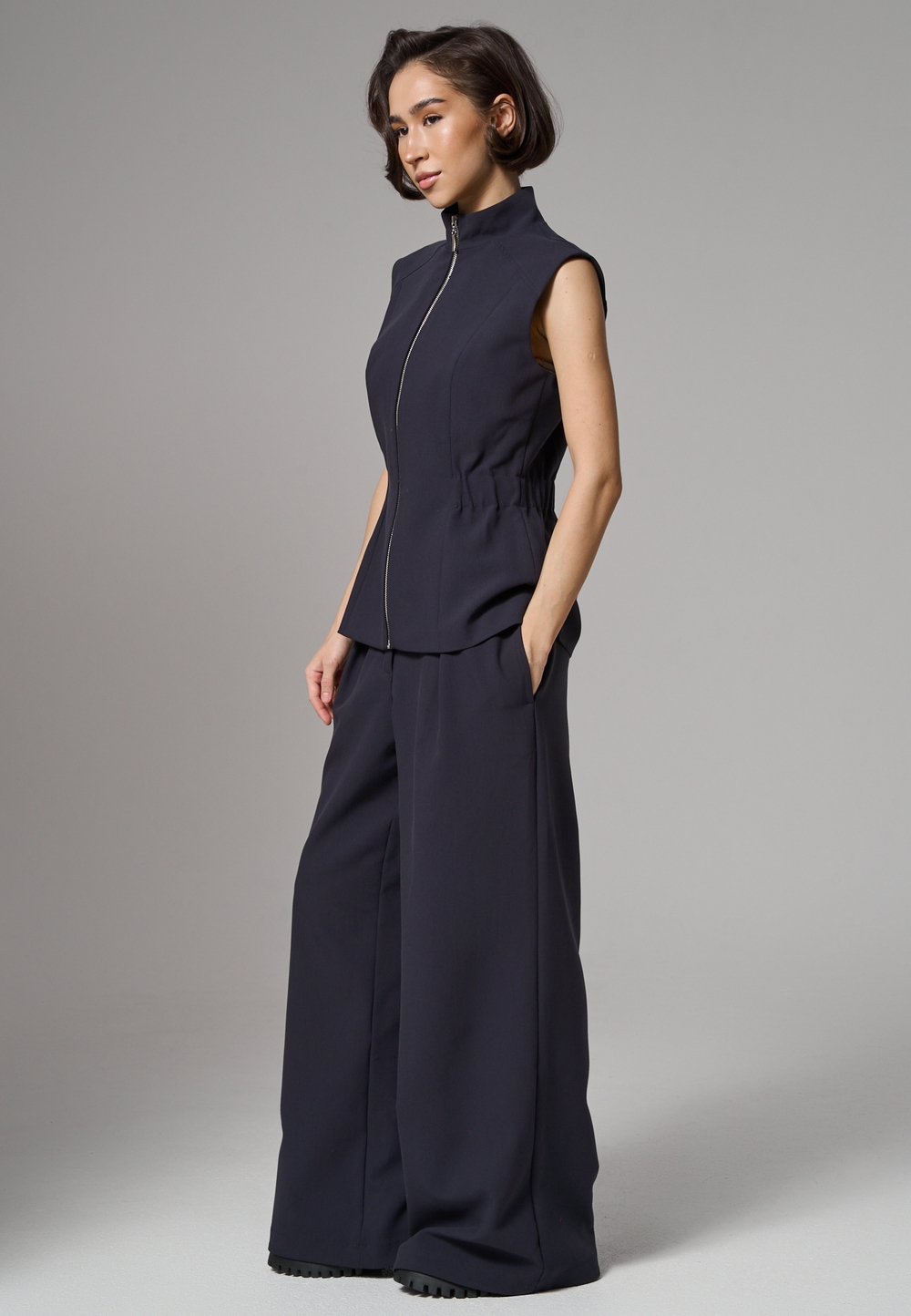 Брюки палаццо синие