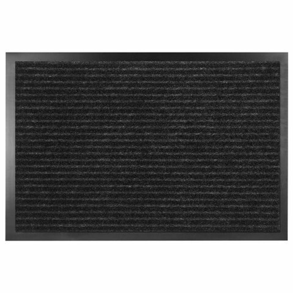 Коврик придверный 120х150 см, ЧЕРНЫЙ, влаго-грязезащитный, 430 г/м2, ребристый, ЛЮБАША СТАНДАРТ, 701040