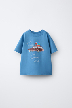 ZARA ФУТБОЛКА С АВТОМОБИЛЕМ ISABELLE VANDEPLASSCHE ©, СИНИЙ
