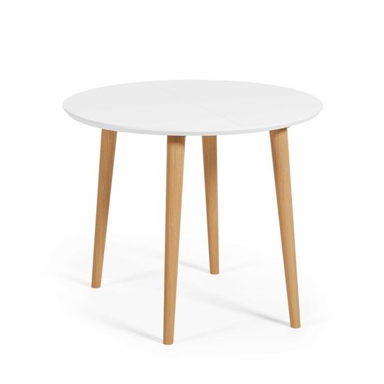 Oqui Раздвижной стол с белой столешницей и ножками из массива бука 90 (170) x 90 см La Forma Испания 