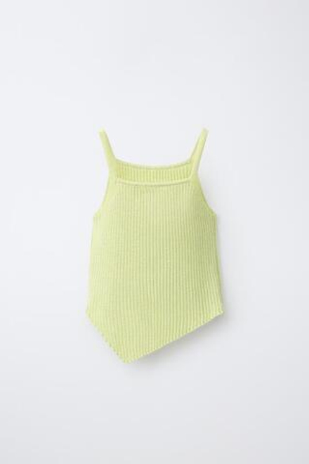 ZARA АСИММЕТРИЧНЫЙ ТОП BRILO, ЛАЙМОВЫЙ