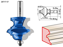 ЗУБР 57 x 47.6 мм, хвостовик 12 мм, фреза кромочная фигурная №6, Профессионал (28717-57)