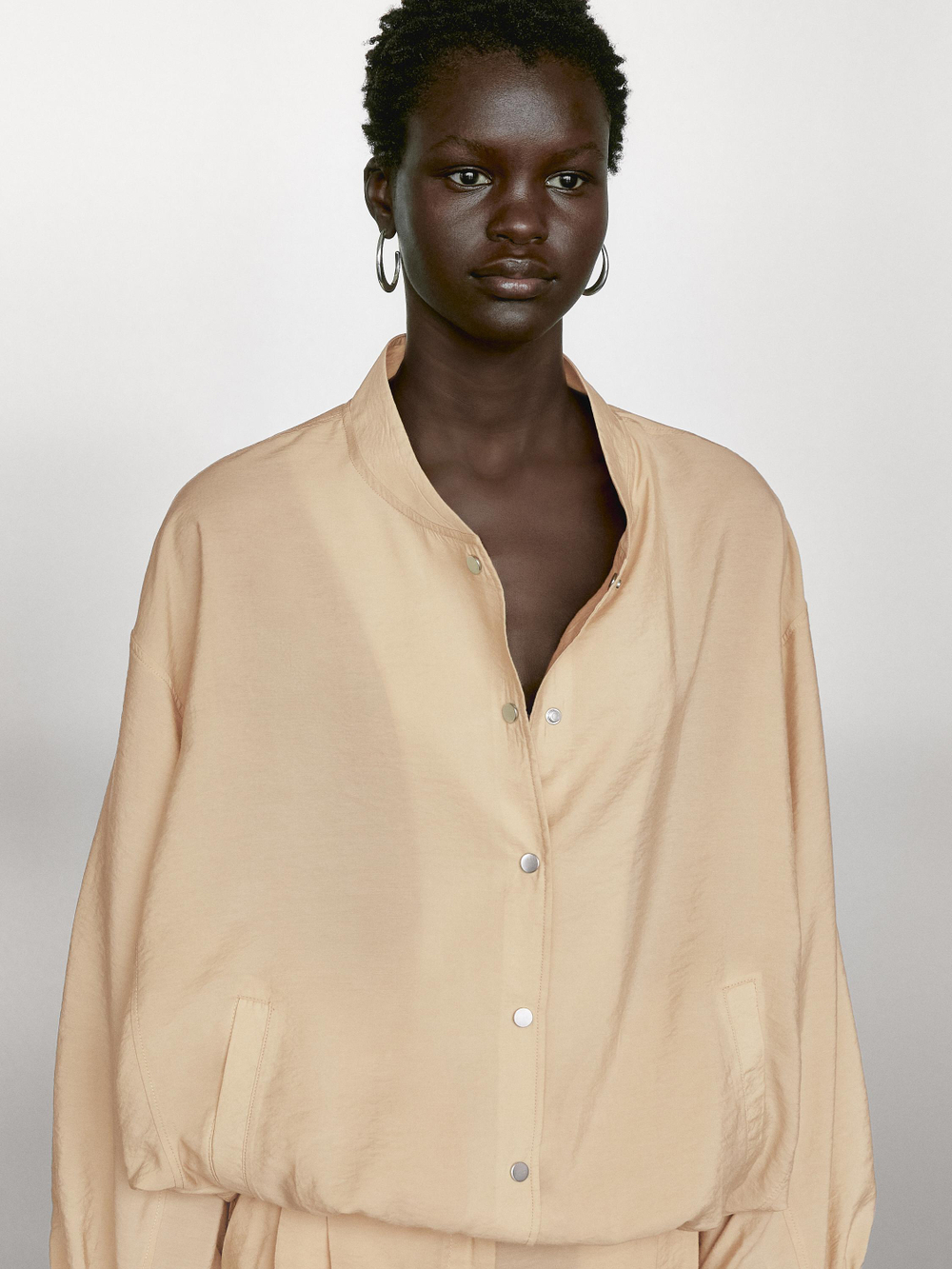 Massimo Dutti Легкая куртка-бомбер, бежевый