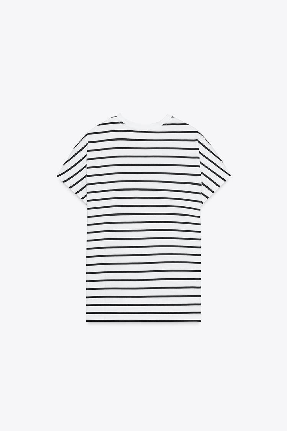 ZARA ФУТБОЛКА СО СПУЩЕННЫМИ ПЛЕЧЕВЫМИ ШВАМИ, ПОЛОСКИ