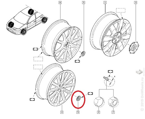 Колпак колеса штатный Renault Megane II (Renault)
