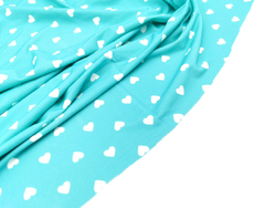 Микрофибра, принт, светлая бирюза с сердечками, (Арт: MPR-001)