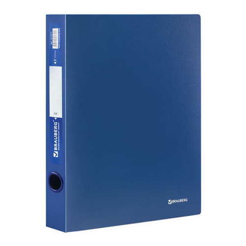 Папка на 2-х кольцах пластик ВРАУБЕРГ Стандарт корешок 40 мм синяя (221617)