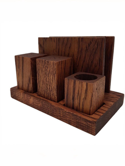 Набор для специй из дуба "Рустик", 3 предмета+салфетница, PPwood