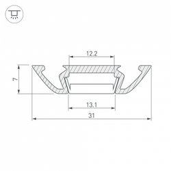 Профиль накладной Arlight PHS-A-2000 ANOD 013215