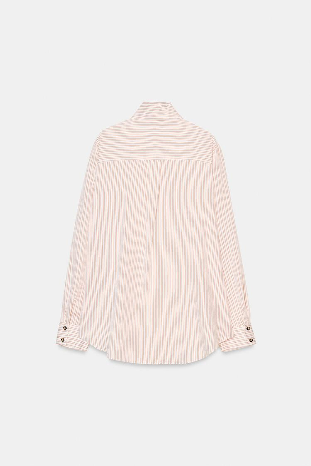 ZARA РУБАШКА ОВЕРСАЙЗ В ПОЛОСКУ, РЫЖЕВАТО-КОРИЧНЕВЫЙ