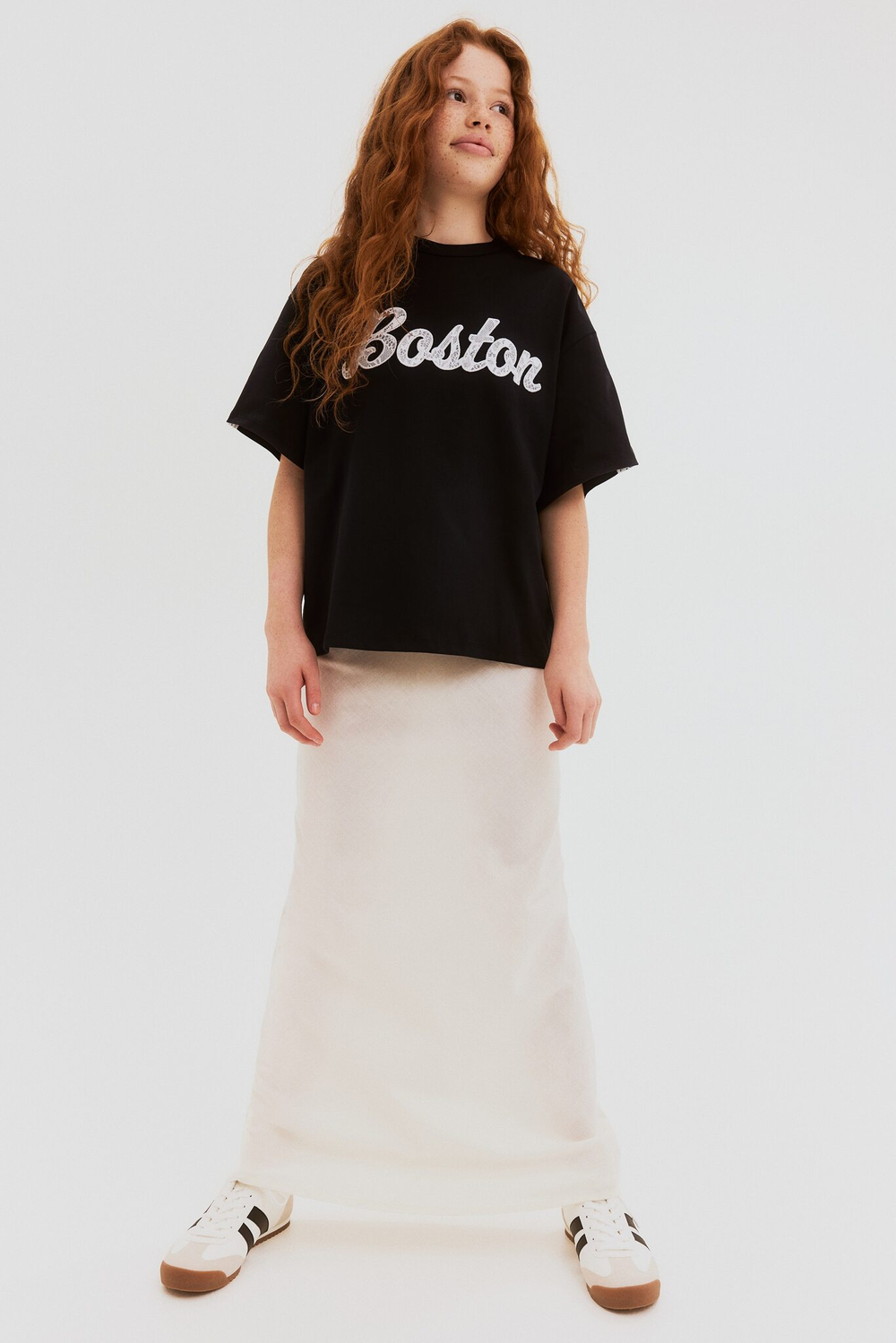 H&M Футболка оверсайз с принтом, черный