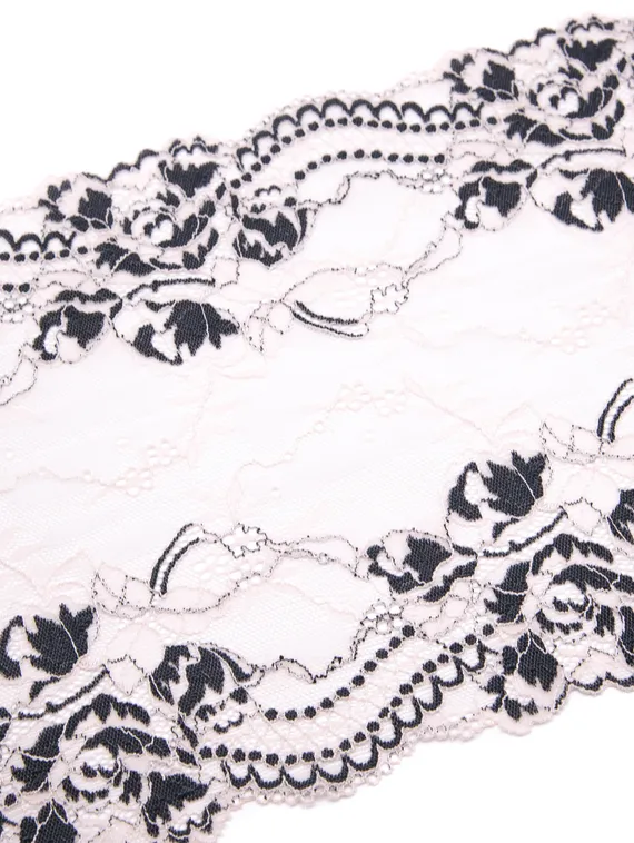 03-210 Кружево эластичное 22 см, пион/черный