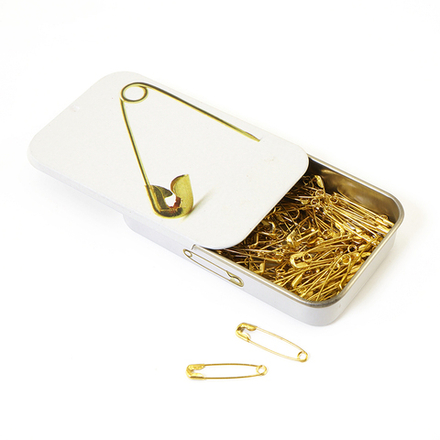 Булавки (цв.зототой) в металл.короб., 23мм, 100шт