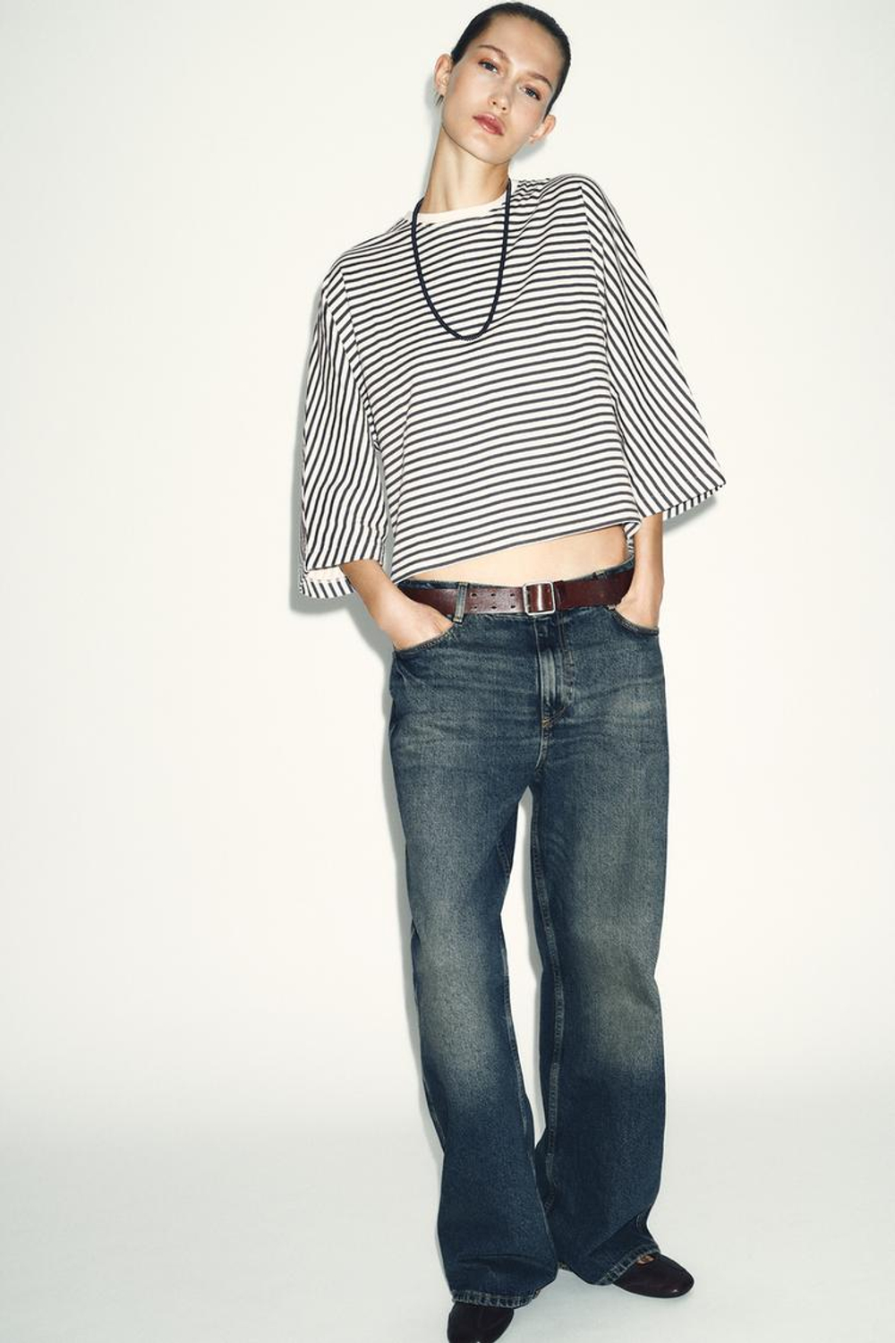 ZARA ФУТБОЛКА ОВЕРСАЙЗ В ПОЛОСКУ, ПОЛОСКИ