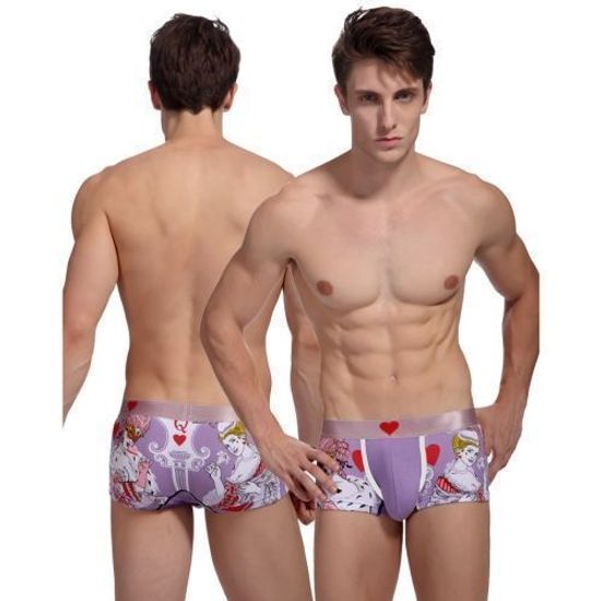 Мужские трусы хипсы фиолетовые с принтом "Дама Червей" Superbody Cards Hearts Lilac Boxer