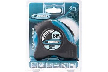 Рулетка "Schlagfest", 8 м x 25 мм, магн. обрез зацеп, двухст. шкала, нейлон покр. автоматич Gross 31114