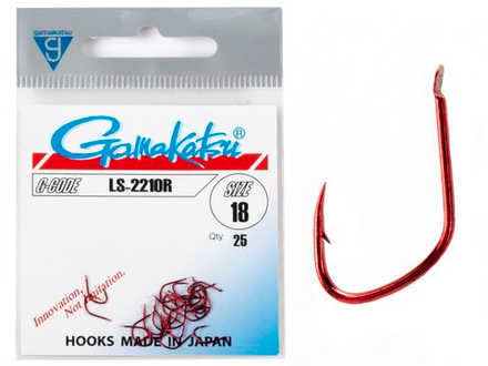 Крючки Gamakatsu LS-2210R HOOKS RED разм. 18 25шт.