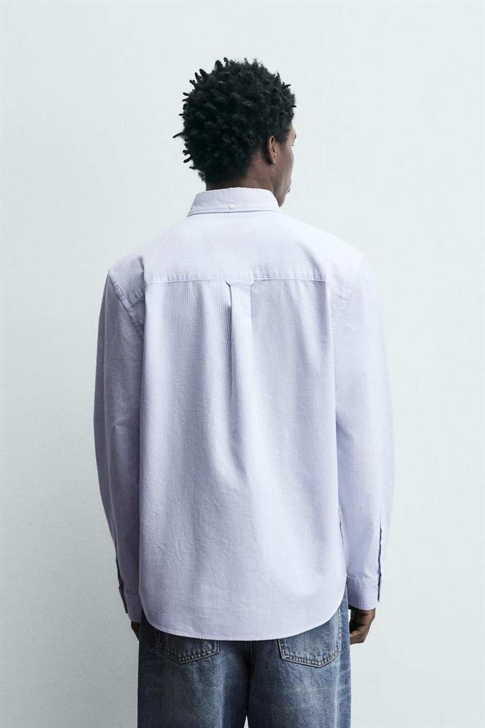 ZARA РУБАШКА С ФАКТУРНОЙ ОТДЕЛКОЙ, БЕЛЫЙ/НЕБЕСНО-ГОЛУБОЙ