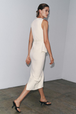 ZARA ТРИКОТАЖНЫЙ ТОП С РЕМНЕМ, ЭКРЮ