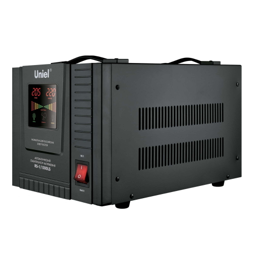 RS-1/1500LS Стабилизатор напряжения «Uniel» релейный однофазный напольный, 70-275 В, 1500ВА