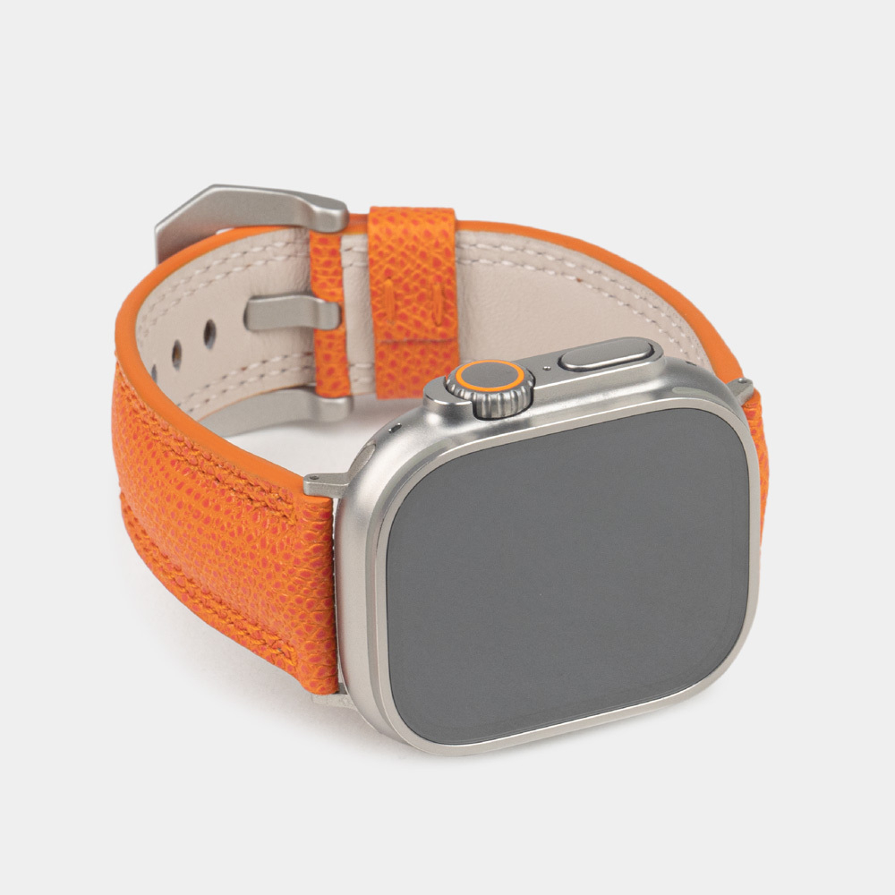 Ремешок Ultra iWatch 49mm из кожи Saffiano оранжевого цвета