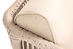 "Канны" кресло плетеное из роупа, основание дуб, роуп бежевый круглый, ткань бежевая 15052