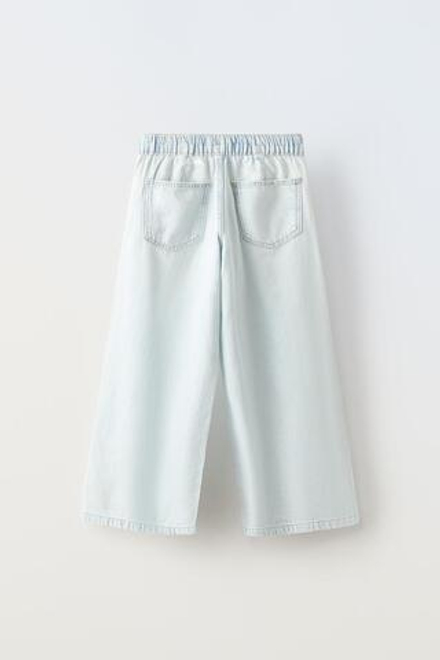 ZARA ДЖИНСЫ ШИРОКОГО КРОЯ , ГОЛУБОЙ
