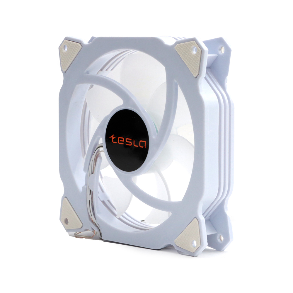 Вентилятор TESLA RGB120-RW, 120мм, 1200rpm, 3-pin+Molex, белый/FRGB, 38CFM, 21дБ, антивибропрокладки (TSL-120-RW)