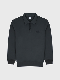 Свитшот на молнии C.P. Company Logo Diagonal Raised Fleece Half Zip Dark Shadow - Grey