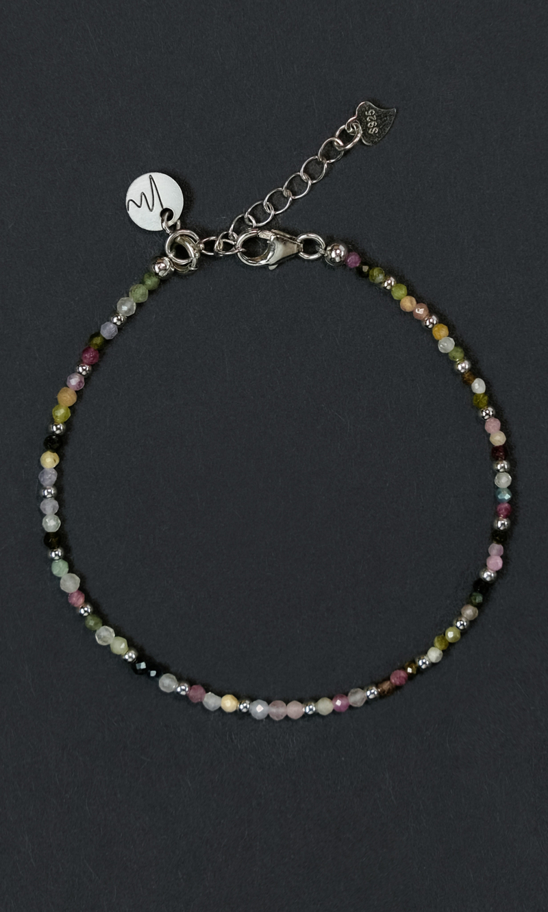 Браслет "Memo about Health" из турмалина с серебряными бусинами на замочке