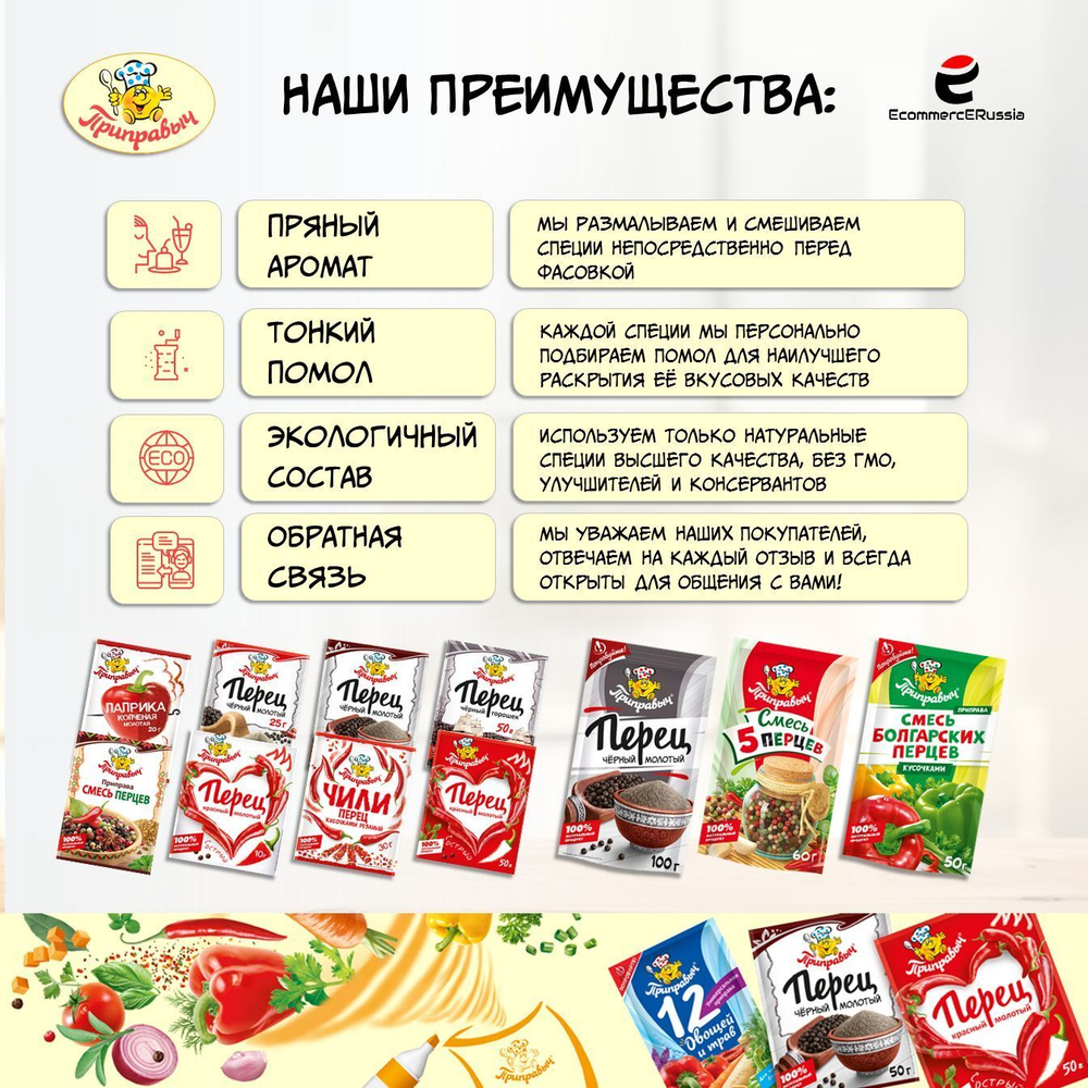 Перец чили кусочками резанный острый Приправыч 30 гр. 1 шт.