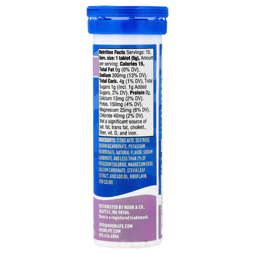 Nuun, Sport Hydration, шипучие таблетки для приготовления напитка с электролитами, со вкусом винограда, 10 таблеток