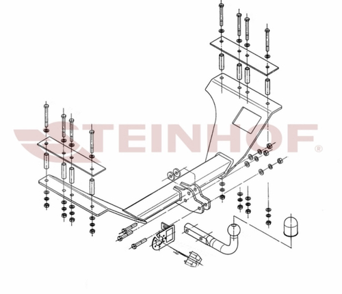 Фаркоп на Honda CR-V 2002-2007 без снятия и подрезки бампера (паспорт и сертификат в комплекте)(без электрики) Steinhof.H-034