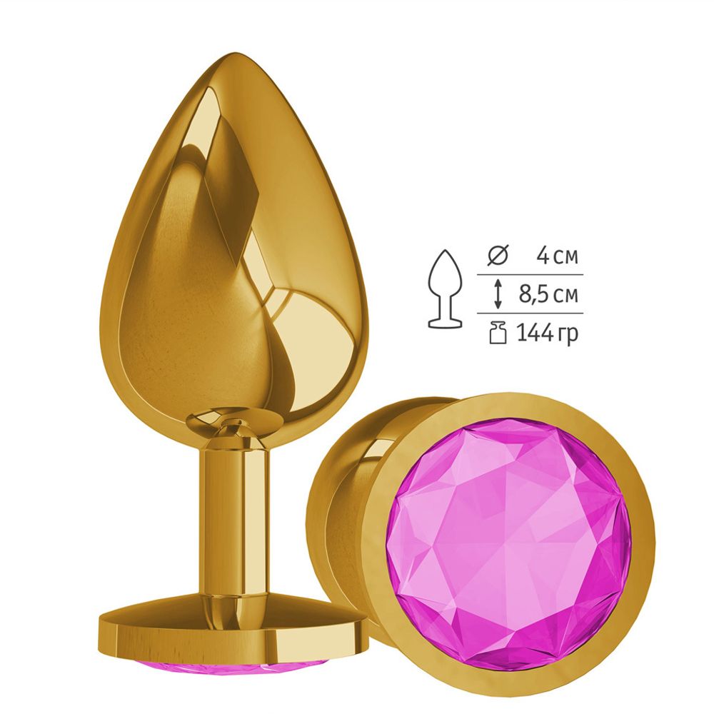 530-06 PINK-DD / Анальная втулка Gold с Розовым кристаллом большая