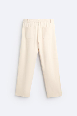 ZARA БРЮКИ С ЗАЩИПАМИ, ЖЕЛТОВАТО-БЕЛЫЙ